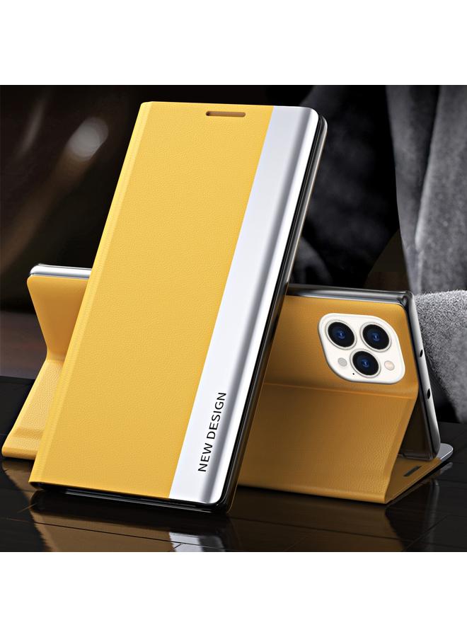 Zaboon Case For iPhone 13 mini Side Electroplated Magnetic Ultra-Thin Horizontal Flip Leather Case with Holder - Image 1