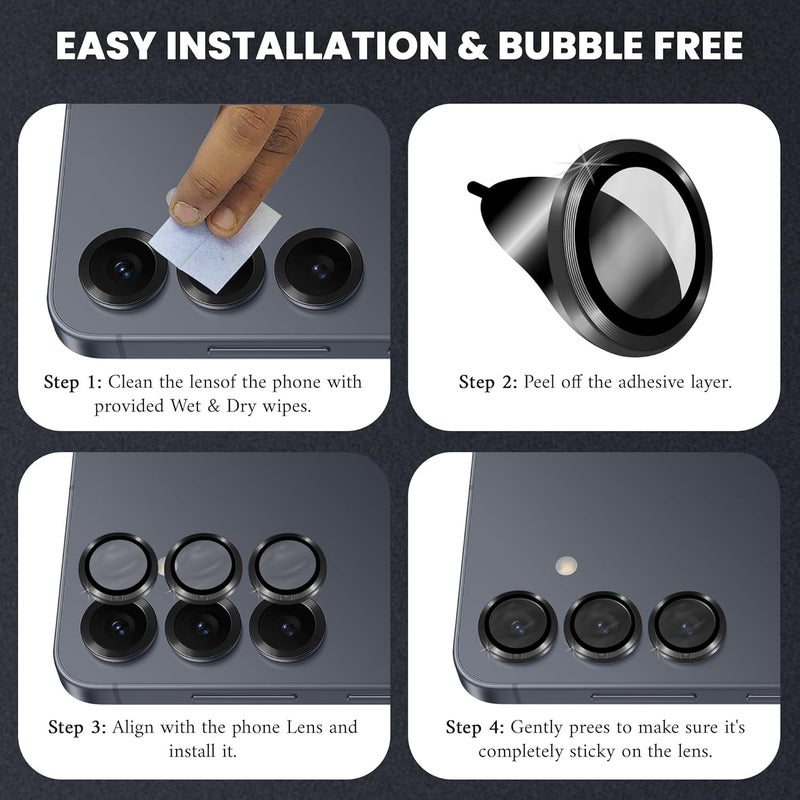 FIRST MART Camera Lens Protector for Samsung Galaxy S25 (6.2 Inches) Tough HD Individual Aluminum Alloy Lens Rings Cover, Scratch Resistant, Thin Lens Protection| Black, 1 Pack - Image 2