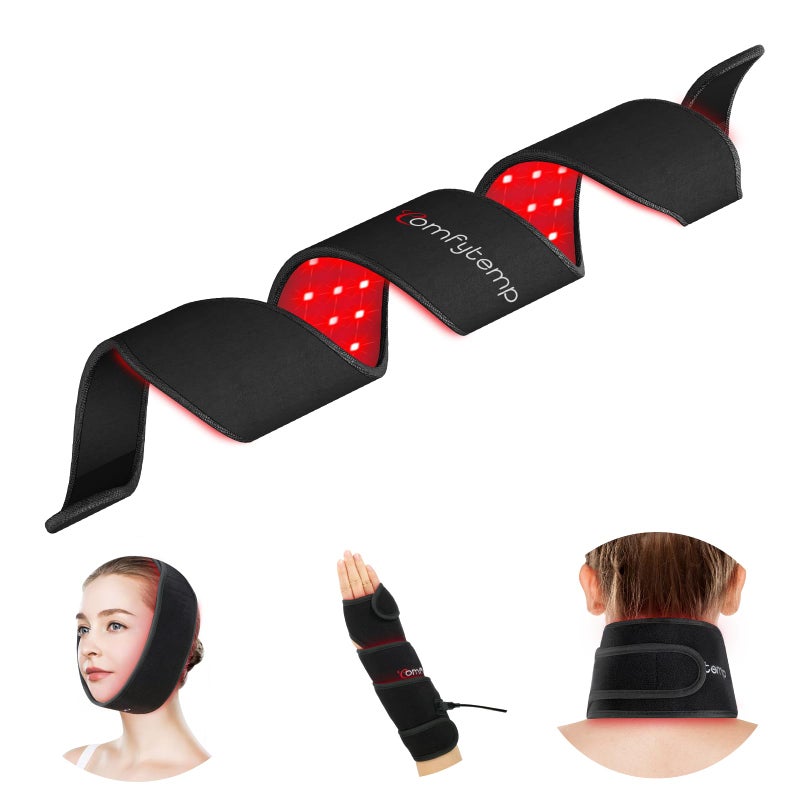 Comfytemp Comfytemp Red Light Therapy Wrap for Body 37 Near Infrared Light Belt for Neck Face Chin Knee Ankle Pain Relief 10W Wearable Wrap with 63 LEDs for Hand Foot Joint Muscle Stiffness 660nm 850nm