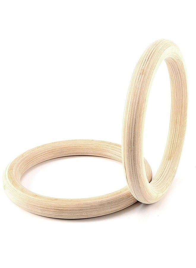 NIBEMINENT Pair OF Wooden Portable Gymnastics Rings Home Fitness Gym Crossfit Strength Training 1.32kg - Image 2
