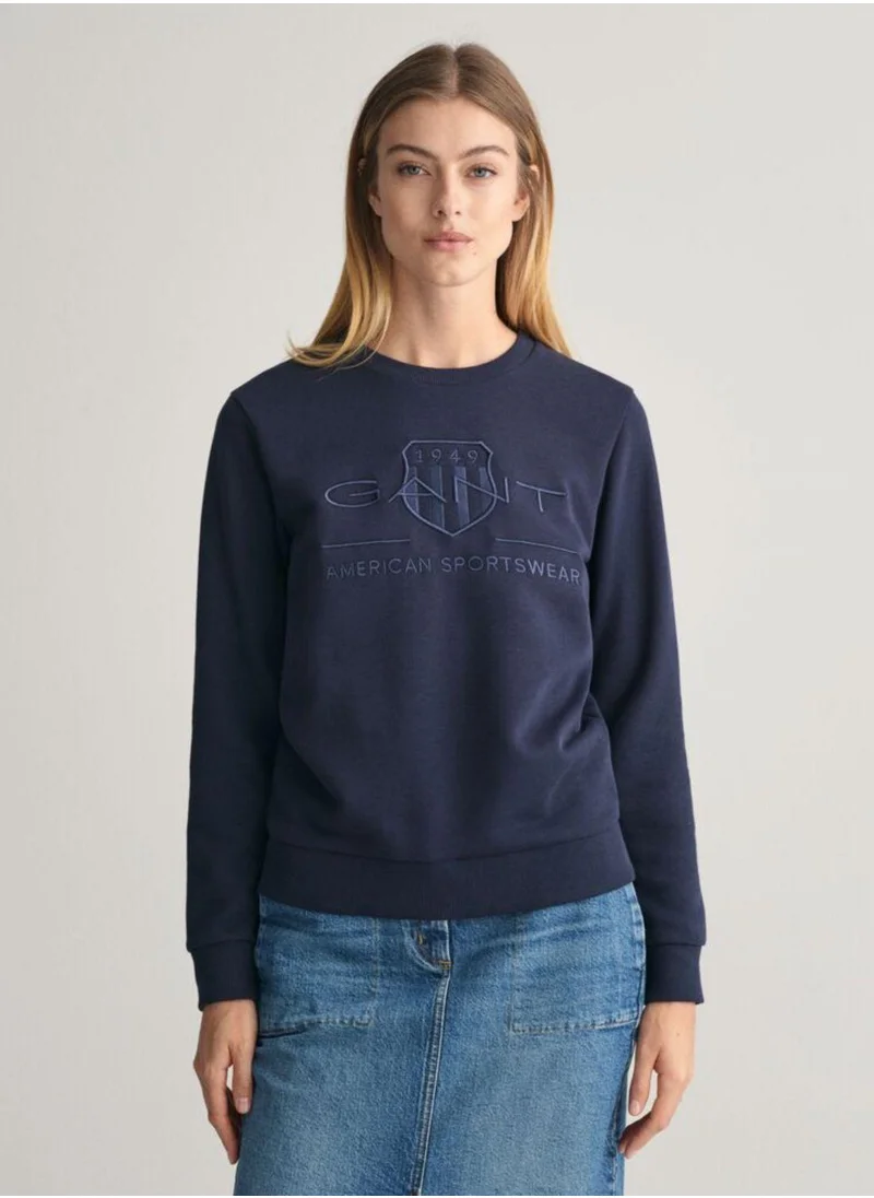 غانت Gant Tonal Shield Crew Neck Sweatshirt