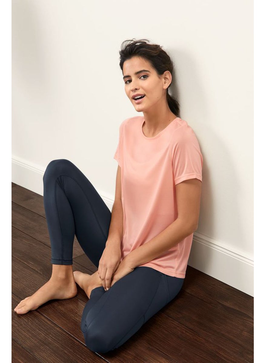 Tchibo Women Sportswear Fit Short Sleeve Outdoor Top, Peach  - Image 1