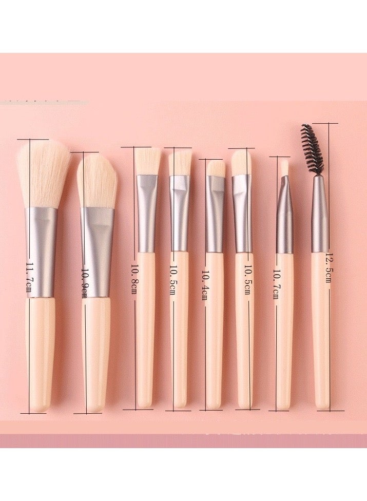8-Piece Travel Makeup Brush Set – Premium Synthetic Fiber Brushes with Pouch | Bridal, Bridesmaid & Bachelorette Gift (Includes Angled Blush Brush) - Image 2