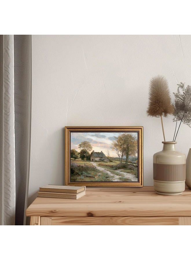 Yeechine Gold Framed Vintage Wall Art Classical French Landscape Painting Canvas Print Home Room Wall Decor (rural trail, 12''x16'') - Image 3