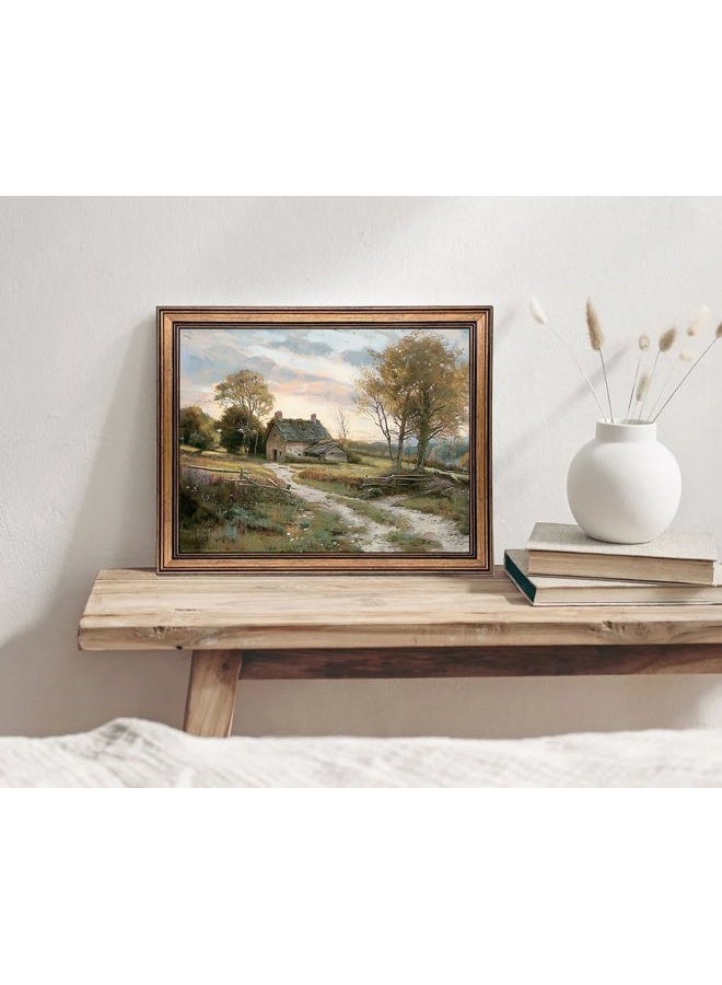 Yeechine Gold Framed Vintage Wall Art Classical French Landscape Painting Canvas Print Home Room Wall Decor (rural trail, 12''x16'') - Image 2