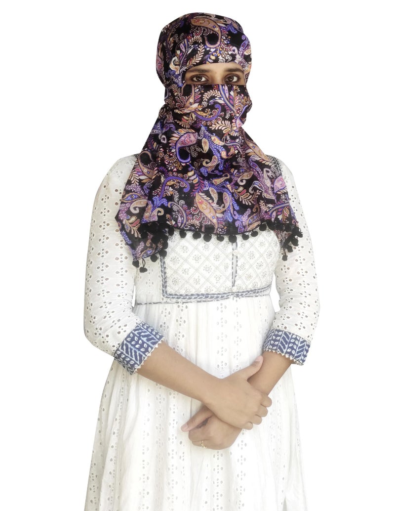 Tolexo Rayon cotton scarf cum mask free size with Hook and Loop tape closer-printed-free size (Multicolor6) - Image 5