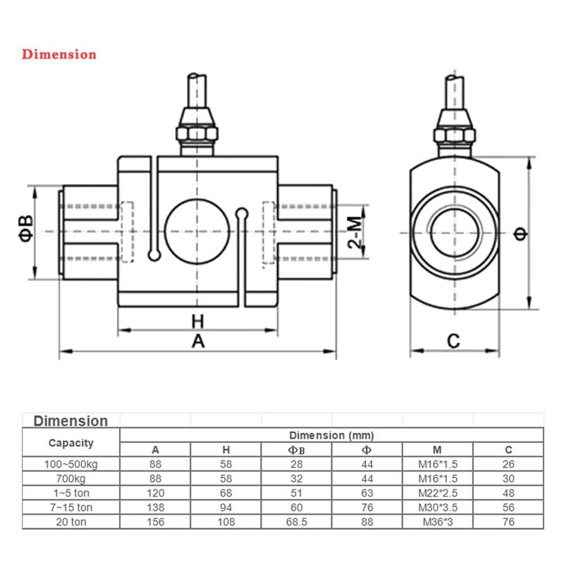 A-TO 700kg Load Cell, Tension and Compression Load Cell,Universal Strain Gauge Sensor, High Accuracy Alloy Steel Weighing Sensor for Crane Scales, Batching, Industrial Applications - Image 4