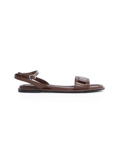 CALVIN KLEIN LEATHER SANDALS WITH LOGO HARDWARE  - Image 1