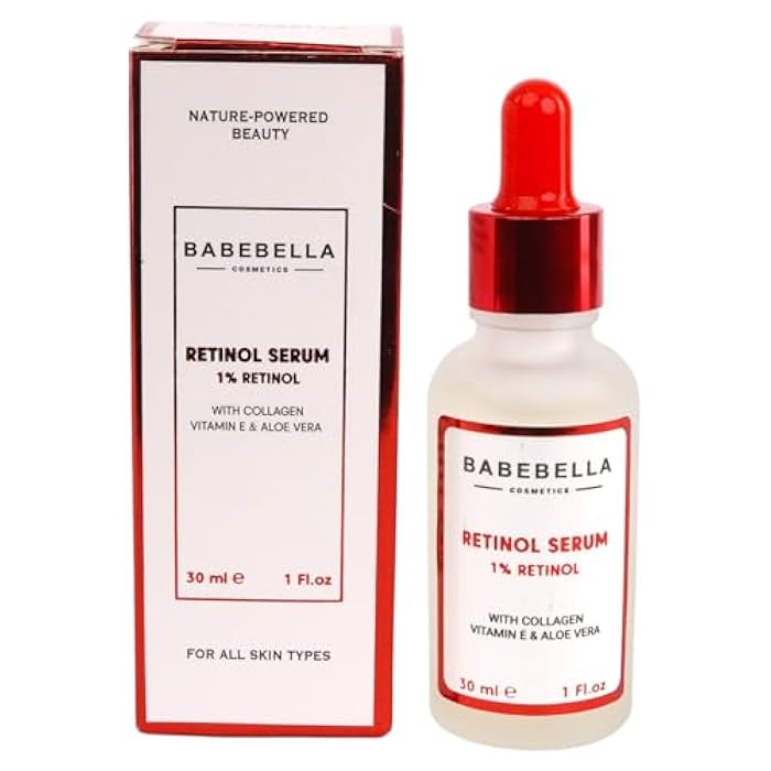 Babebella Cosmetics Retinol Serum, Advanced Formula with Collagen, Vitamine E & Aloe Vera, Anti-Aging Face Serum for Wrinkle Reduction, Firming, and Deep Hydration, Smooths Fine Lines, 30ml - Image 1