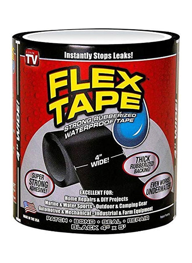 Flex Tape Black 4 X 5' Patch Large Holes Cracks Gaps And Tears