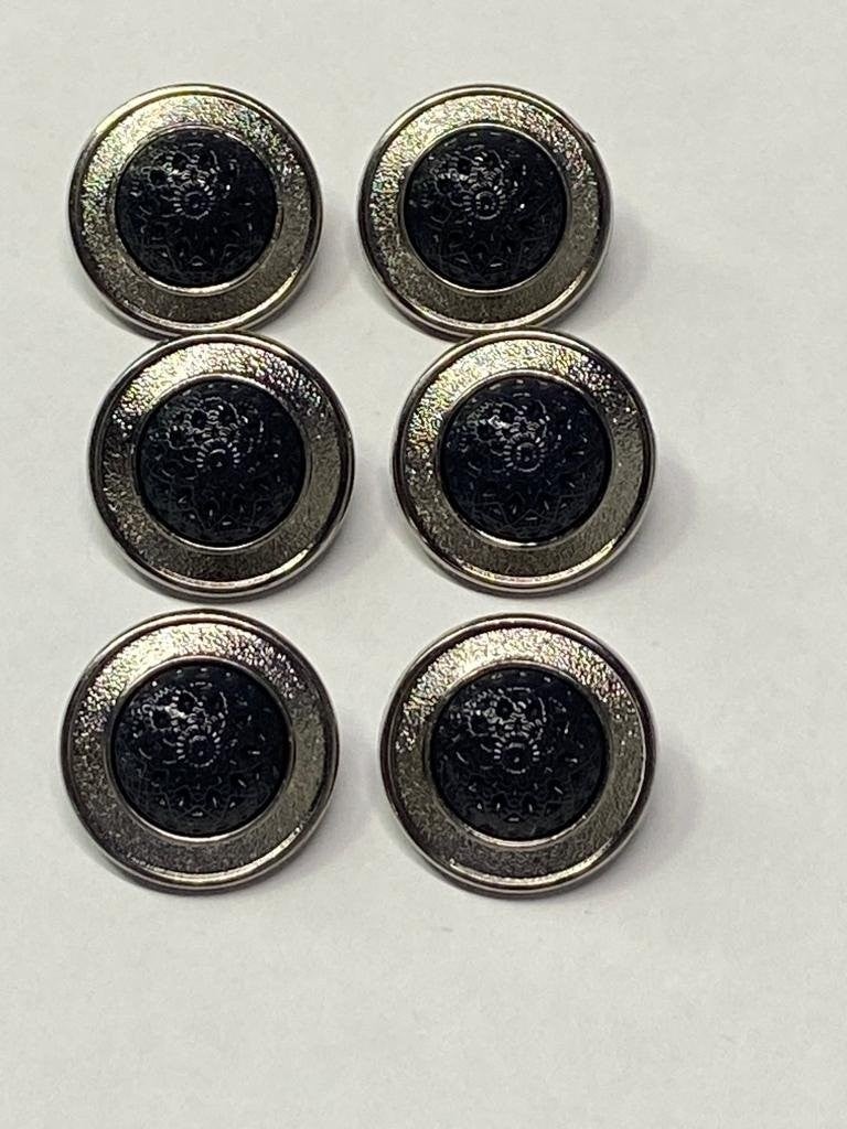 Karan Tuhafiye Karan Haberdashery Trench Coat and Vest Button, Plastic Silver and Frame 6 pcs 2 cm - Image 1