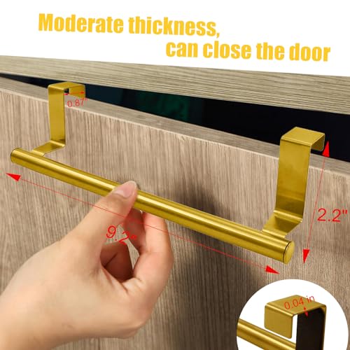 Coufce 2 Pack 9 Inch Towel Holder, Gold Bathroom Towel Bar Stainless Steel Hand Towel Rack, Over Cabinet Door Towel Bar for Kitchen Bathroom - Image 2