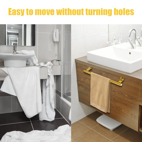 Coufce 2 Pack 9 Inch Towel Holder, Gold Bathroom Towel Bar Stainless Steel Hand Towel Rack, Over Cabinet Door Towel Bar for Kitchen Bathroom - Image 5
