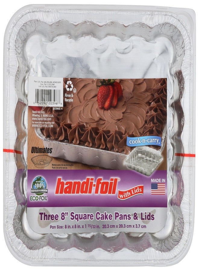 Handi-Foil HANDI FOIL Cook n Carry Square Cake Pan with Lid, 3 CT