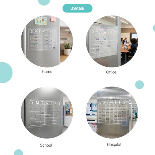 oddpod™ A3 Magnetic Acrylic Monthly Planner/Transparent Calendar & Organisation Board for Refrigerator with Marker, Duster & Magnetic Holder - Image 5