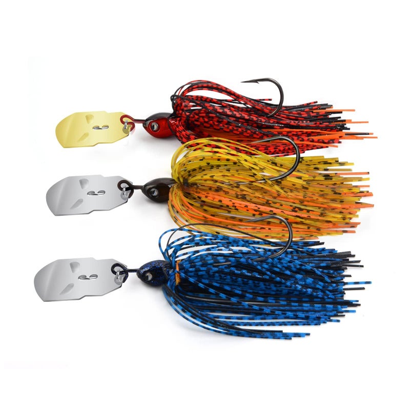 MadBite by KastKing Bladed Jig Fishing Lures, 3 pc Multi-Color Kits, Irresistible Vibrating Action,Sticky-Sharp Heavy-Wire Needle Point Hooks, 1/2 oz Sizes, Includes Storage Box - Image 1