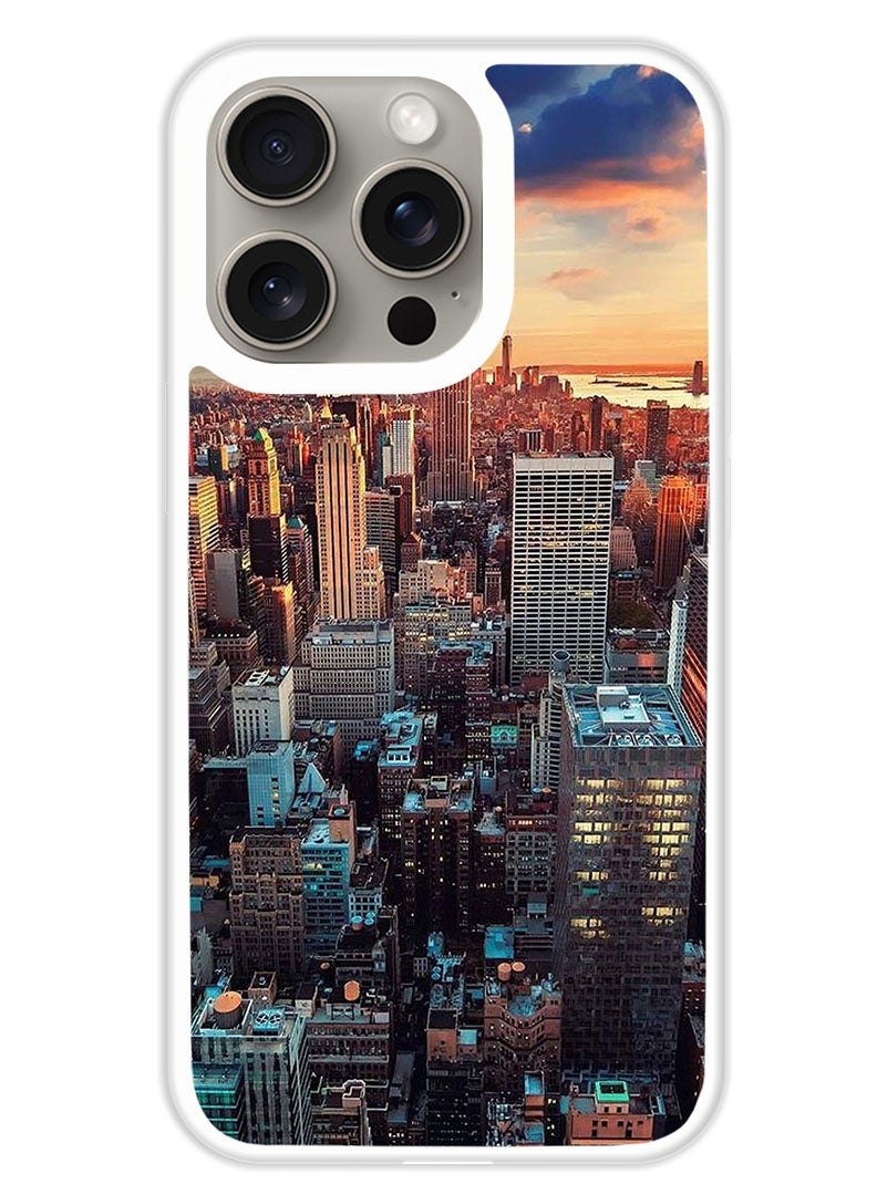 Theodor Protective Case Cover For APPLE IPHONE 15 Pro Newyork City  (White Bumper) - Image 1