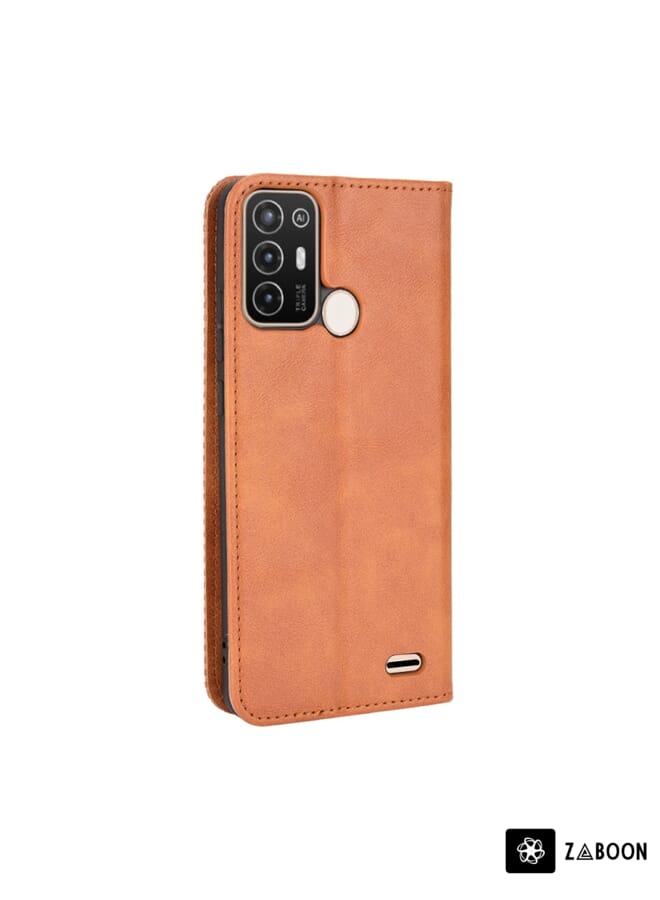 Zaboon Protective Case For ZTE Blade A52 Magnetic Buckle Retro Crazy Horse Leather - Image 3