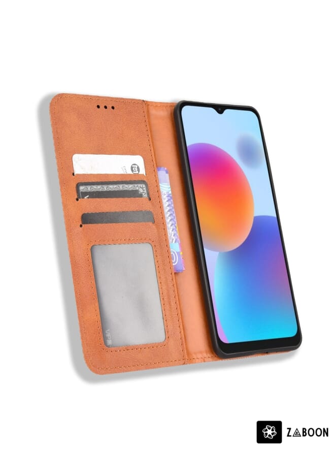 Zaboon Protective Case For ZTE Blade A52 Magnetic Buckle Retro Crazy Horse Leather - Image 4