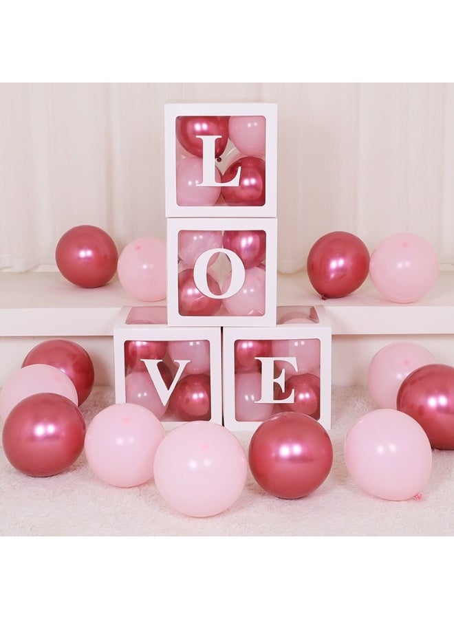 صناديق بريد لحفلات الزفاف، 4 صناديق بالونات شفافة مع رسائل لأعياد الميلاد والذكرى السنوية للزفاف (أبيض) - Image 5