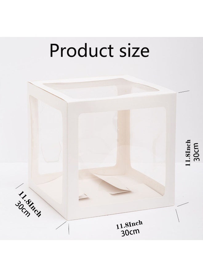 صناديق بريد لحفلات الزفاف، 4 صناديق بالونات شفافة مع رسائل لأعياد الميلاد والذكرى السنوية للزفاف (أبيض) - Image 2