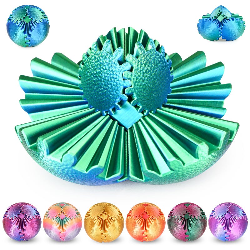 Olee Odee Gear Ball Fidget Toys Steampunk Gear Sphere Stress Relief for Kids Adults 3D Printed Unique Funny Birthday Gift for Christmas White Elephant Stocking Stuffer Easter (Ombre Purple, Dia. 2.5" ) - Image 1