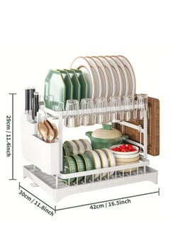 LOOPITYS Stainless steel tableware storage rackdishwashing rack, kitchen storage rack multi-functional dish rack tableware storage rack tableware drain rack kitchen utensils and dishes storage chopstick storage knife holder cup holder  - Image 2