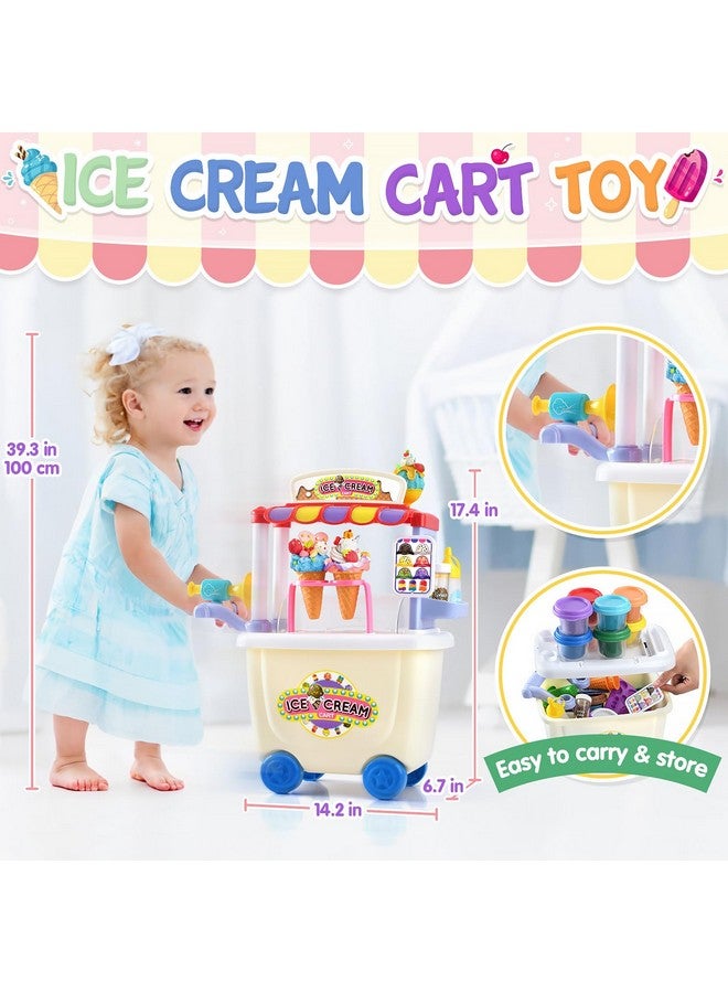 PLAY Ice Cream Cart Toys for Kids - Color Dough Sets for Kids Ages 4-8 with 12 Cans, Pretend Play Toy Ice Cream Shop Counter Playset for Girls Boys Gifts - Image 3