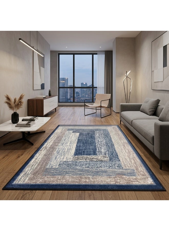 بديل سجاد مودرن 3D - تصميم إطارات هندسية تجريدية - مقاس 160×230 سم - ظهر دوتس مانع للانزلاق وقابل للغسيل - Image 1