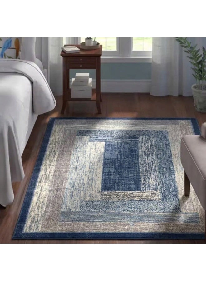 بديل سجاد مودرن 3D - تصميم إطارات هندسية تجريدية - مقاس 160×230 سم - ظهر دوتس مانع للانزلاق وقابل للغسيل - Image 4