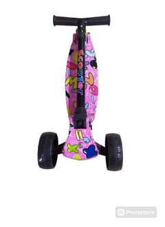 Generic Scooter For Kids, 3 Colorful Flashed Wheel, Kick Scooter With Foldable & Height Adjustable Handle (Letters)  - Image 4