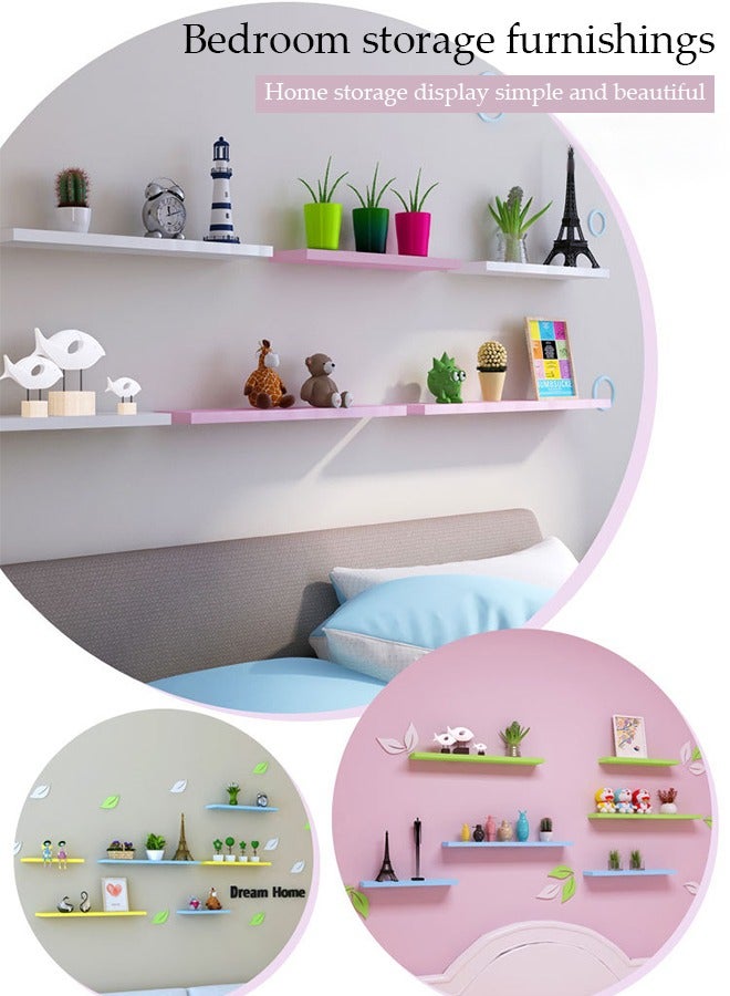 DUNISO 3 Pieces of Wall mounted floating shelves, storage rack, display rack, no need for drilling, suitable for bedrooms, living rooms, bathrooms, kitchens, offices，yellow  - Image 5