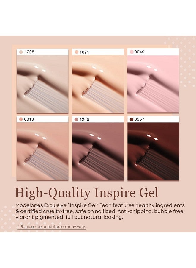 موديل ونز مجموعة طلاء أظافر جيل من موديلونز - 6 ألوان ربيعية، مجموعة طلاء أظافر جيل وردي، درجات لون البشرة، بني محايد، مجموعة طلاء أظافر جيل قابلة للنقع، مانيكير، فن أظافر منزلي، هدية صالون - Image 3