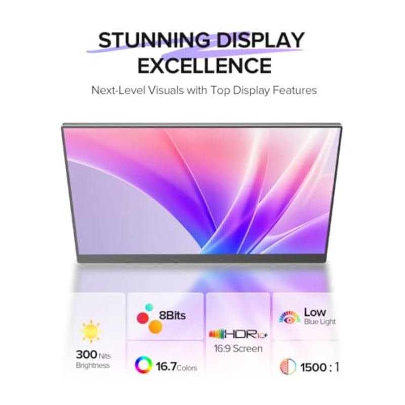 Newsoul 15.6 Touchscreen Portable Monitor, 125 sRGB FHD 1080P IPS 10-Point Touch Display, USB-C HDMI, Ultra-Thin Travel Monitor with Smart Case VESA for Laptop, PC Game Consoles - Image 5