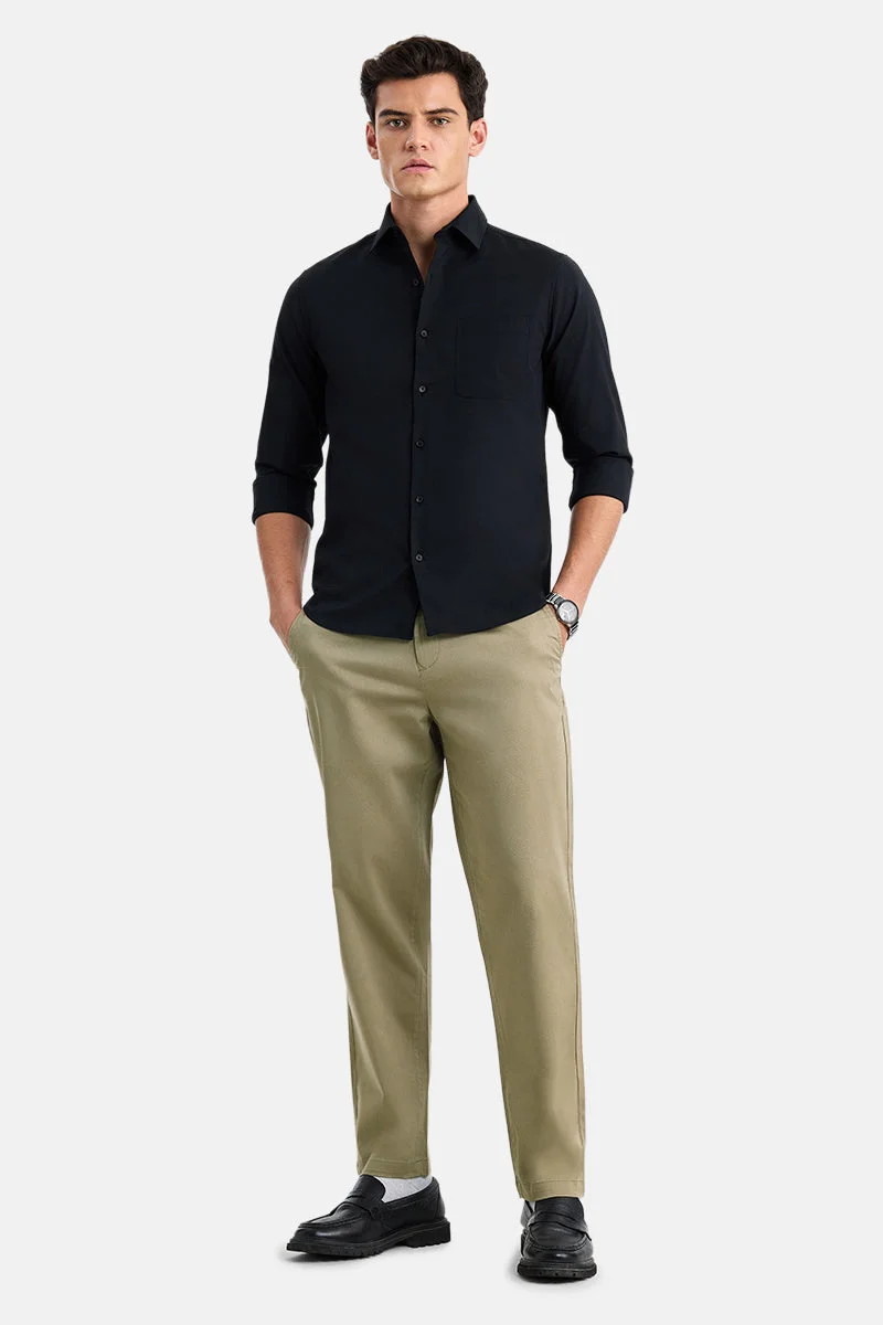 سنيتش Khaki Solid Relaxed Casual Chinos