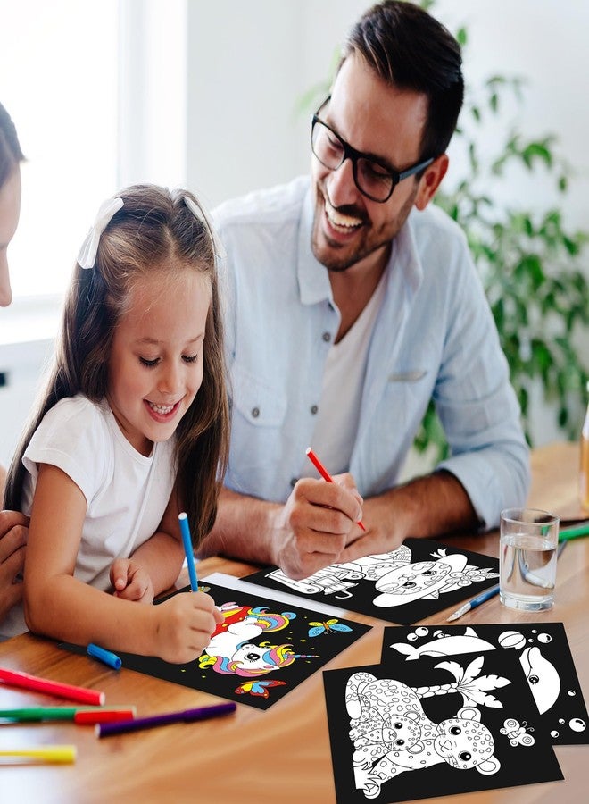 Zhanmai 48 Pack Velvet Coloring Posters Fuzzy Velvet Coloring Posters DIY Crafts for Kids Color Your Own Poster Bulk for Holiday School Home Party Activities(Animal) - Image 3