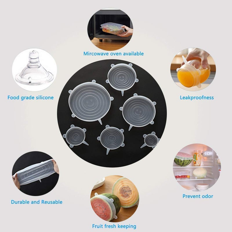 INVOSS Silicone Stretch Lids 12 Pack Silicone Bowl Covers, Reusable Durable Food Storage Covers for Bowl, 6 Different Sizes to Meet Most Containers, Microwave Dishwasher & Freezer Safe (Multicolor) - Image 3