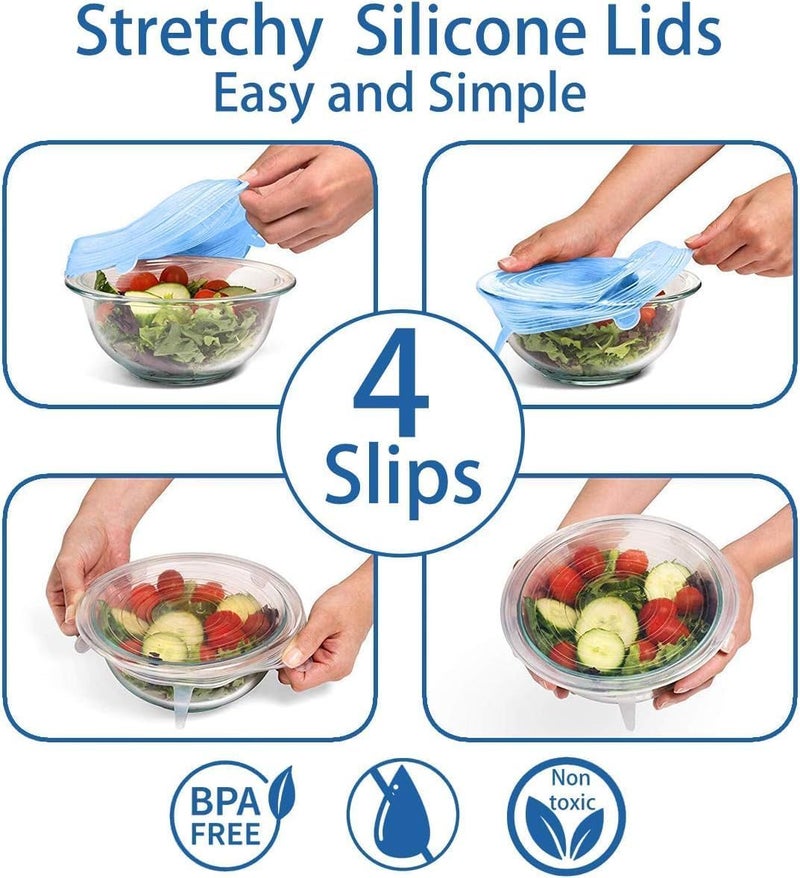 INVOSS Silicone Stretch Lids 12 Pack Silicone Bowl Covers, Reusable Durable Food Storage Covers for Bowl, 6 Different Sizes to Meet Most Containers, Microwave Dishwasher & Freezer Safe (Multicolor) - Image 5
