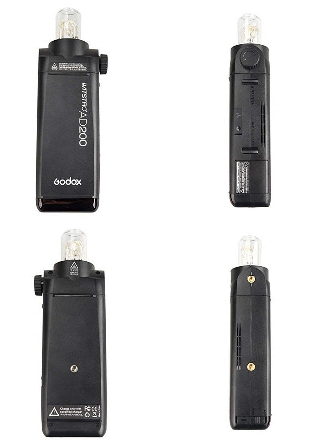 Godox AD200 200Ws 2.4G TTL Flash Strobe 1/8000 HSS Cordless Monolight with 2900mAh Lithimu Battery and Bare Bulb/Speedlite Fresnel Flash Head to Cover 500 Full Power Shots and Recycle in 0.01-2.1 Sec