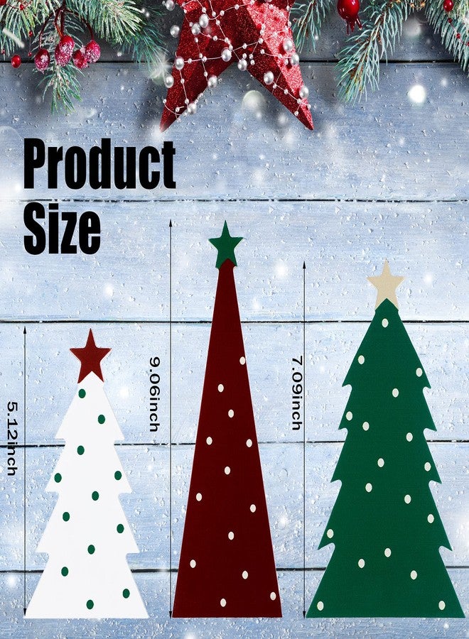 مايتيز مجموعة ديكور طاولة شجرة عيد الميلاد من مايتيز، ثلاث قطع، لوحة خشبية لشجرة عيد الميلاد مع نجمة، أشجار عيد الميلاد المصغرة، ديكور ريفي محايد قائم بذاته للمنزل، رف، مدفأة، طاولة، حفلة، مكتب - Image 3