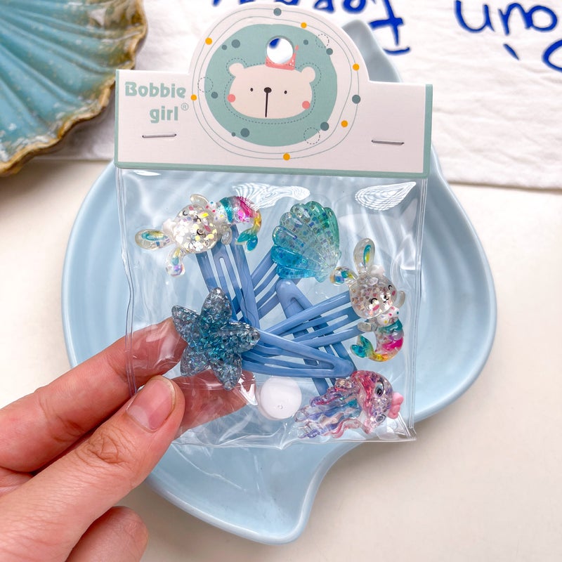Generic Cute Mermaid Starfish Shell Hair Clips Bands Necklace Bracelet for Kids BB clip [5 bags]]