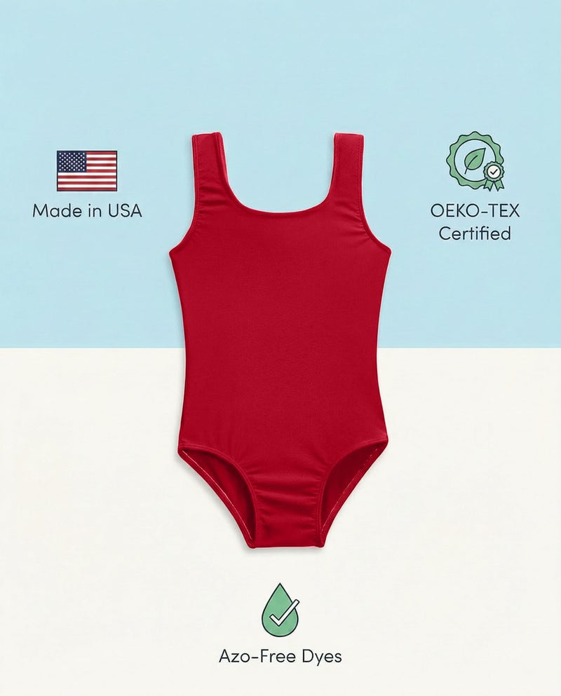 City Threads Girls Bathing Suit One Piece UPF 50+ Made in USA, Tank Swimsuits Girls Swimwear (Red, 12) - Image 4