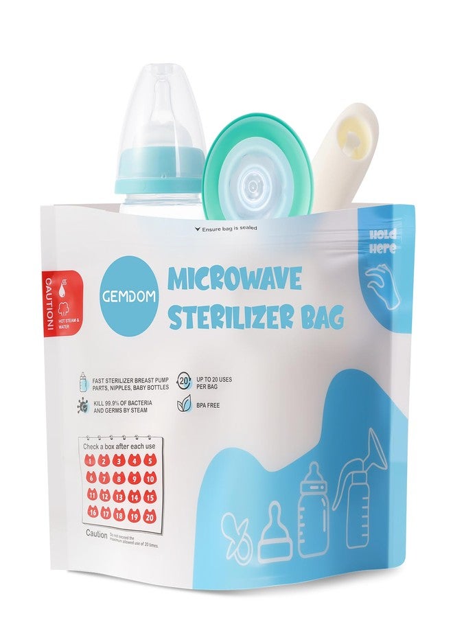 Gemdom 15 Pack Microwave Steam Sterilizer Bags Plus, Large Size for Baby Bottles Soothers, Teethers, Breast Pump Parts, Training Cups and Accessories, 20 Uses Per Bag, Baby Travel Essential - Image 1