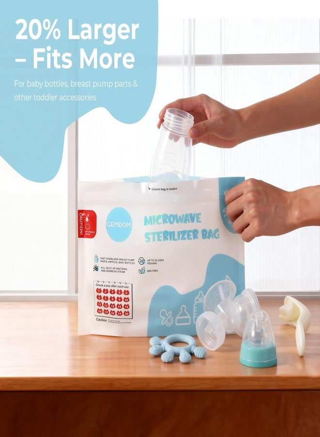 Gemdom 15 Pack Microwave Steam Sterilizer Bags Plus, Large Size for Baby Bottles Soothers, Teethers, Breast Pump Parts, Training Cups and Accessories, 20 Uses Per Bag, Baby Travel Essential - Image 4