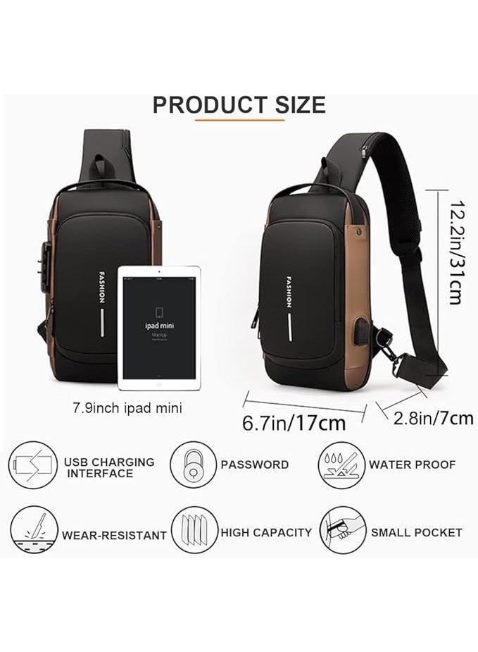 FASHION Waterproof Anti Theft Designer Unisex Travel Crossbody Sling Bag Chest Pack with USB charging single shoulder crossbody bag - Image 4