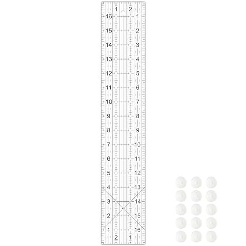 VPVPV Acrylic Quilters Ruler,Sewing Ruler,3-Inch by 17-Inch, Non Slip Rings 15 Pieces for Quilting and Sewing (Clear) - Image 1