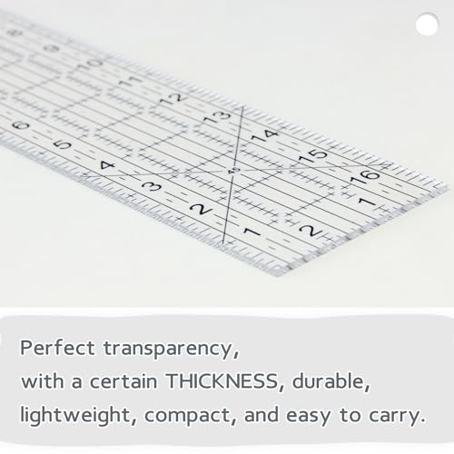 VPVPV Acrylic Quilters Ruler,Sewing Ruler,3-Inch by 17-Inch, Non Slip Rings 15 Pieces for Quilting and Sewing (Clear) - Image 3