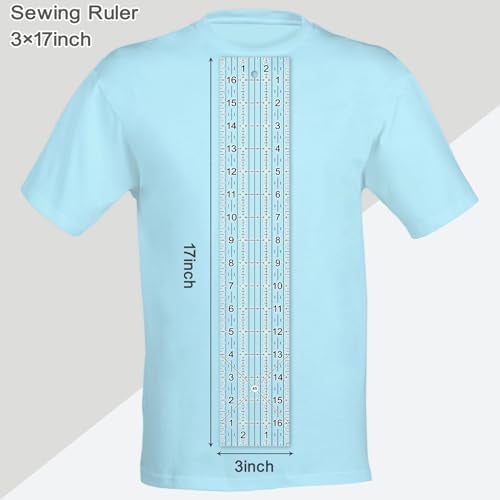 VPVPV Acrylic Quilters Ruler,Sewing Ruler,3-Inch by 17-Inch, Non Slip Rings 15 Pieces for Quilting and Sewing (Clear) - Image 2