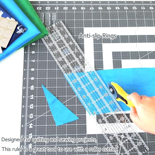 VPVPV Acrylic Quilters Ruler,Sewing Ruler,3-Inch by 17-Inch, Non Slip Rings 15 Pieces for Quilting and Sewing (Clear) - Image 5