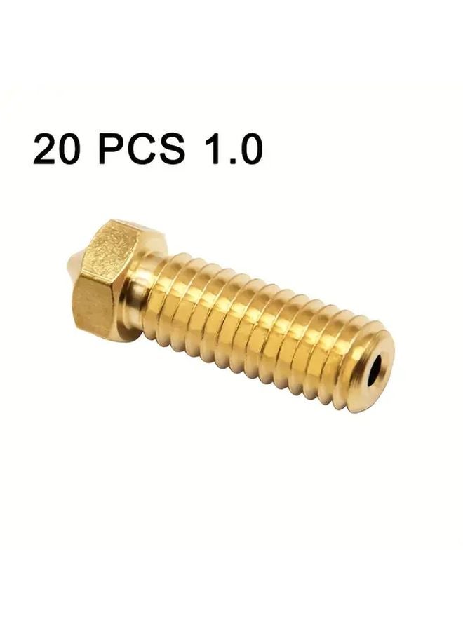 20pcs 1 0mm Brass Nozzle M6 Thread Hotend 3D Printer Volcano Nozzle For Artillery Sidewinder X1 X2 Genius Pro Vyper Kobra Plus - Image 1